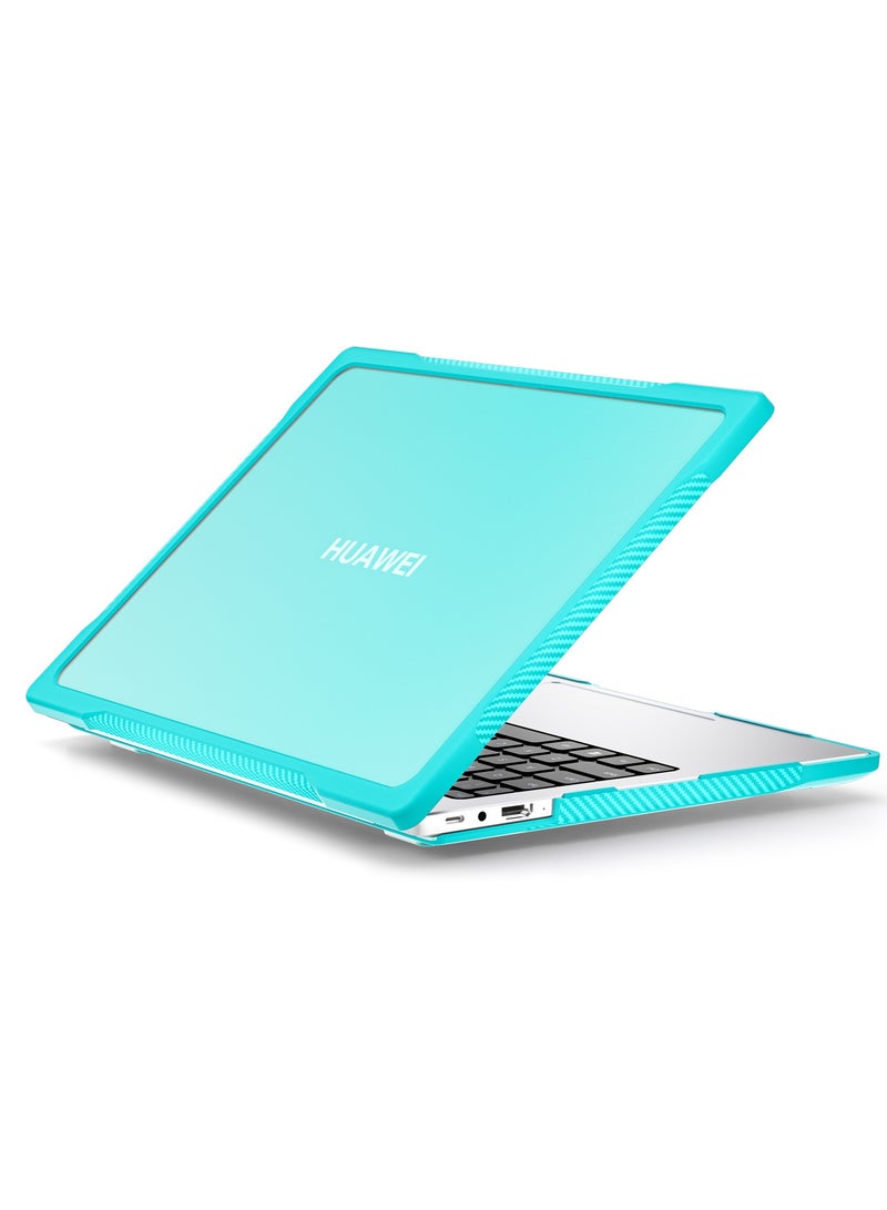 **حافظة متينة ذات حماية كاملة متوافقة مع جهاز Huawei MateBook D14 - تتميز بغلاف خارجي شفاف مزدوج الطبقات مع إطار من TPU.**